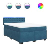 Eleganz Letto a molle con materasso 140 x 200 cm - Rivestimento in velluto blu | Sistema di sonno di lusso per un sonno riposante | Comodo letto per camera da letto e zona ospite