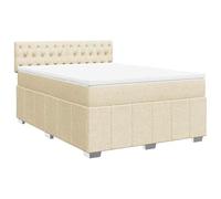 Eleganz Letto a molle con materasso 140 x 200 cm, tessuto crema, comodo sistema di sonno per un sonno riposante, design lussuoso per camera da letto