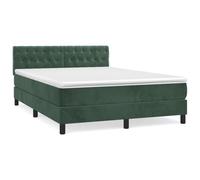 Eleganz Letto a molle con materasso 140 x 200 cm velluto verde scuro - Moderno letto per camera da letto con elevato comfort per un sonno riposante