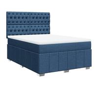 Eleganz Letto a molle con materasso 160 x 200 cm, tessuto blu, moderno sistema di sonno per un sonno riposante, materiali di alta qualità e comoda superficie di appoggio