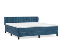Eleganz Letto a molle con materasso, 160 x 200 cm, tessuto di velluto blu scuro, per camera da letto, comodo sistema di letto con anima di supporto per un sonno riposante