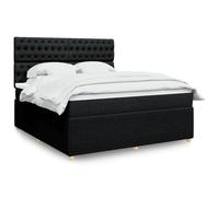 Eleganz Letto a molle con materasso, 180 x 200 cm, moderno letto in tessuto per camera da letto, nero, lusso e comfort per un sonno riposante
