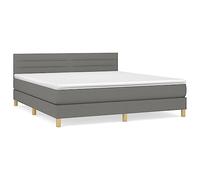 Eleganz Letto a molle con materasso, 180 x 200 cm, tessuto grigio scuro, moderno per camera da letto per un sonno riposante, comfort e spazio di archiviazione