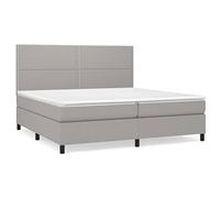 Eleganz Letto a molle con materasso 200 x 200 cm grigio chiaro tessuto - Sistema di sonno di lusso per camera da letto, extra confortevole e durevole, perfetto per coppie