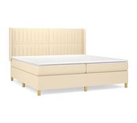 Eleganz Letto a molle con materasso 200 x 200 cm - Lusso letto matrimoniale per camera da letto, rivestimento in tessuto color crema, elevato comfort e spazio - soluzione perfetta per un sonno