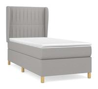 Eleganz Letto a molle con materasso 80 x 200 cm grigio chiaro tessuto - Comodo sistema di sonno per camera da letto, durevole ed elegante, ideale per piccoli spazi