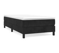Eleganz Letto a molle con materasso, 80 x 200 cm, moderno tessuto di velluto, per camera da letto, nero, grado di durezza e soluzione di spazio di archiviazione, ideale per piccoli spazi