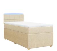 Eleganz Letto a molle con materasso 80 x 200 cm, tessuto crema, comodo letto matrimoniale per camera da letto, durevole e di supporto con rivestimento di alta qualità