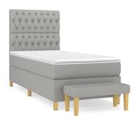 Eleganz Letto a molle con materasso 90 x 190 cm grigio chiaro tessuto - Letti comodi e accessori per camera da letto, salvaspazio e durevole per piccoli spazi