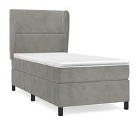 Eleganz Letto a molle con materasso 90 x 190 cm grigio chiaro velluto - Moderno set di letti per camera da letto, comodo e durevole, ideale per piccoli spazi