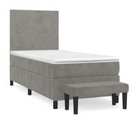 Eleganz Letto a molle con materasso 90 x 190 cm grigio chiaro velluto - Moderno set di letti per camera da letto, comfort e spazio di archiviazione, ideale per piccoli spazi