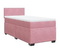 Eleganz Letto a molle con materasso, 90 x 190 cm, in velluto rosa, comodo letto per camera da letto, letto a molle di alta qualità con spazio di archiviazione, comfort di lusso per adulti