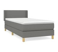 Eleganz Letto a molle con materasso 90 x 190 cm, tessuto grigio scuro, moderno sistema di sonno per piccoli spazi e camere degli ospiti, supporto elastico e rivestimento traspirante