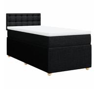 Eleganz Letto a molle con materasso, 90 x 190 cm, tessuto nero, set moderno per camera da letto, durevole e confortevole, ideale per piccoli spazi