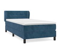 Eleganz Letto a molle con materasso 90 x 200 cm blu scuro velluto - Sistema di sonno di lusso per notti rilassanti, perfetto per piccoli spazi e camere da letto moderne