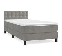 Eleganz Letto a molle con materasso 90 x 200 cm grigio chiaro velluto - Moderno set da letto per camera da letto, confortevole e durevole, salvaspazio per piccoli spazi