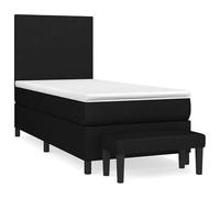 Eleganz Letto a molle con materasso 90 x 200 cm, in tessuto nero, set moderno per camera da letto, durevole e confortevole, ideale per piccoli spazi e sonno riposante