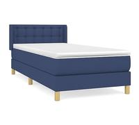 Eleganz Letto a molle con materasso 90 x 200 cm, tessuto blu, comodo sistema di sonno per notti rilassanti, ideale per camera da letto e camera degli ospiti