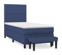 Eleganz Letto a molle con materasso 90 x 200 cm, tessuto blu, comodo sistema di sonno per notti rilassanti, ideale per camera da letto e camera degli ospiti