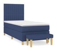 Eleganz Letto a molle con materasso 90 x 200 cm, tessuto blu, comodo sistema di sonno per notti rilassanti, ideale per camera da letto dal design moderno