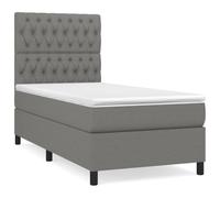 Eleganz Letto a molle con materasso 90 x 200 cm - Testata in tessuto grigio scuro per camera da letto, durevole e confortevole, soluzione moderna per un sonno riposante