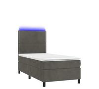 Eleganz Letto a molle con materasso e grigio scuro, 80 x 200 cm, in velluto, moderno sistema di sonno con illuminazione per la camera da letto, salvaspazio e durevole
