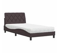 Eleganz Letto con materasso 100 x 200 cm marrone scuro - Letto in tessuto per camera da letto ad alto comfort e qualità durevole, ideale per piccoli spazi