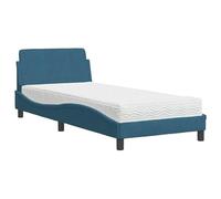 Eleganz Letto con materasso "Dover", 80 x 200 cm, rivestimento in velluto blu, comodo sistema di sonno per piccoli spazi, durevole e facile da pulire