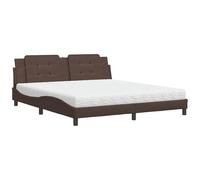 Eleganz Letto con materasso Zadar 180 x 200 cm in marrone - Matrimoniale in ecopelle per camera da letto | Durevole ed elegante | Ideale per coppie, arredamento moderno per la casa