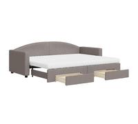 Eleganz Letto giornaliero allungabile con cassetti, 80 x 200 cm, in tessuto tortora, salvaspazio, con spazio per piccoli spazi e appartamenti