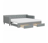 Eleganz Letto giornaliero allungabile con cassetti, 90 x 200 cm, tessuto grigio chiaro, salvaspazio, con spazio per piccoli appartamenti