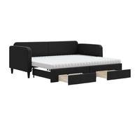 Eleganz Letto giornaliero allungabile con cassetti - 90 x 200 cm tessuto nero - Letto per gli ospiti salvaspazio per piccoli spazi - Pratico cassetto per riporre lo spazio - Design moderno