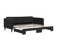 Eleganz Letto giornaliero allungabile, nero, 100 x 200 cm, in velluto, salvaspazio, con spazio per piccoli appartamenti, rivestimento di alta qualità per un maggiore comfort