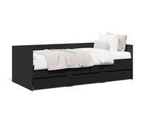 Eleganz Letto giornaliero con cassetti senza materasso, 75 x 190 cm, salvaspazio, colore nero, ideale per piccoli spazi con spazio aggiuntivo