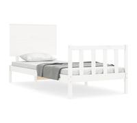 Eleganz Letto in legno di pino massiccio, 100 x 200 cm, bianco, elegante e durevole, senza materasso, per camera da letto, design naturale e qualità stabile