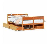 Eleganz Letto in legno di pino massiccio, 120 x 190 cm, marrone cera, senza materasso, durevole e stabile, per camera da letto, design naturale per un sonno riposante
