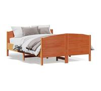 Eleganz Letto in legno di pino massiccio, 135 x 190 cm, marrone cera, elegante e durevole, per camera da letto, design naturale per un sonno riposante