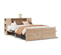 Eleganz Letto in legno massello, 150 x 200 cm, in legno di pino con ripiano, durevole per camera da letto senza materasso, spazio e stabilità, design naturale