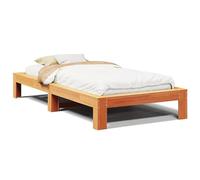 Eleganz Letto in legno massello, 75 x 190 cm, senza materasso, marrone cera, durevole ed elegante, per camera da letto, design naturale per un sonno riposante