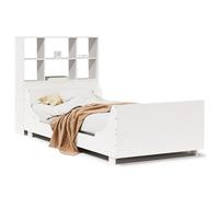 Eleganz Letto in legno massello con scaffalatura - bianco 90 x 200 cm - ricambio per armadi & soluzione di stoccaggio per piccoli spazi - Legno di pino durevole - Design moderno camera da letto