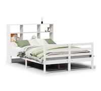 Eleganz Letto in legno massello di pino 140 x 200 cm con ripiano - bianco, durevole e stabile per camera da letto, senza materasso, design naturale per una vita moderna