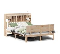 Eleganz Letto in legno massello di pino 140 x 200 cm con ripiano, resistente e stabile, senza materasso, per camera da letto, effetto legno naturale per un ambiente accogliente