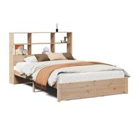 Eleganz Letto in legno massello di pino 140 x 200 cm con ripiano, robusto telaio del letto senza materasso, in legno di pino naturale, perfetto per camera da letto e camera degli ospiti, durevole ed