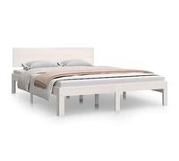 Eleganz Letto in legno massello di pino 140 x 200 cm - Letto bianco per camera da letto, durevole e stabile - effetto legno naturale per una piacevole sensazione di vita
