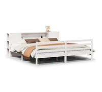 Eleganz Letto in legno massello di pino 180 x 200 cm con ripiano, struttura bianca per camera da letto, durevole e stabile, senza materasso, ideale per ambienti moderni