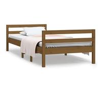 Eleganz Letto in legno massello di pino 75 x 190 cm marrone miele - Letto naturale e durevole per camera da letto e camera degli ospiti - Stabile effetto legno per un sonno riposante