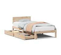 Eleganz Letto in legno massello di pino 90 x 200 cm con cassetti - Letti in legno durevole per camera da letto, salvaspazio grazie ai cassetti, design naturale per un sonno riposante
