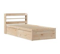 Eleganz Letto in legno massello di pino 90 x 200 cm con testiera - Letto durevole e stabile per camera da letto - Design in legno naturale per un sonno riposante