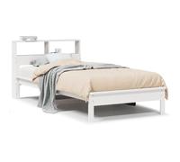 Eleganz Letto in legno massello di pino bianco, 75 x 190 cm, con ripiano, per camera da letto, per piccoli spazi, durevole e stabile, senza materasso