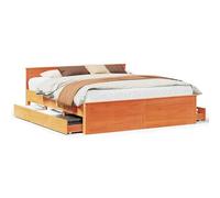 Eleganz Letto in legno massiccio, 200 x 200 cm, con testiera, camera da letto moderna in marrone, durevole e stabile per un sonno riposante, effetto legno naturale per un comfort